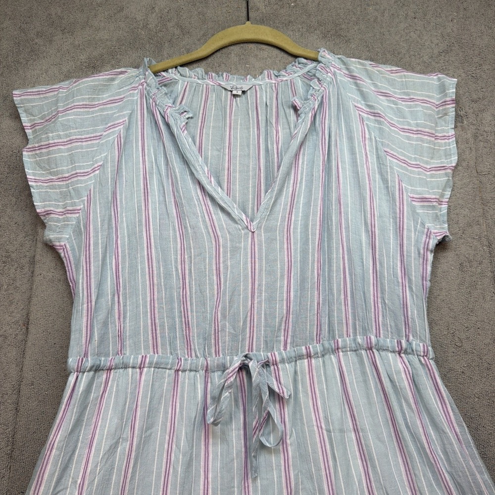 Rails Striped Dress Small V Neck Tiered Tie Waist Lined Summer